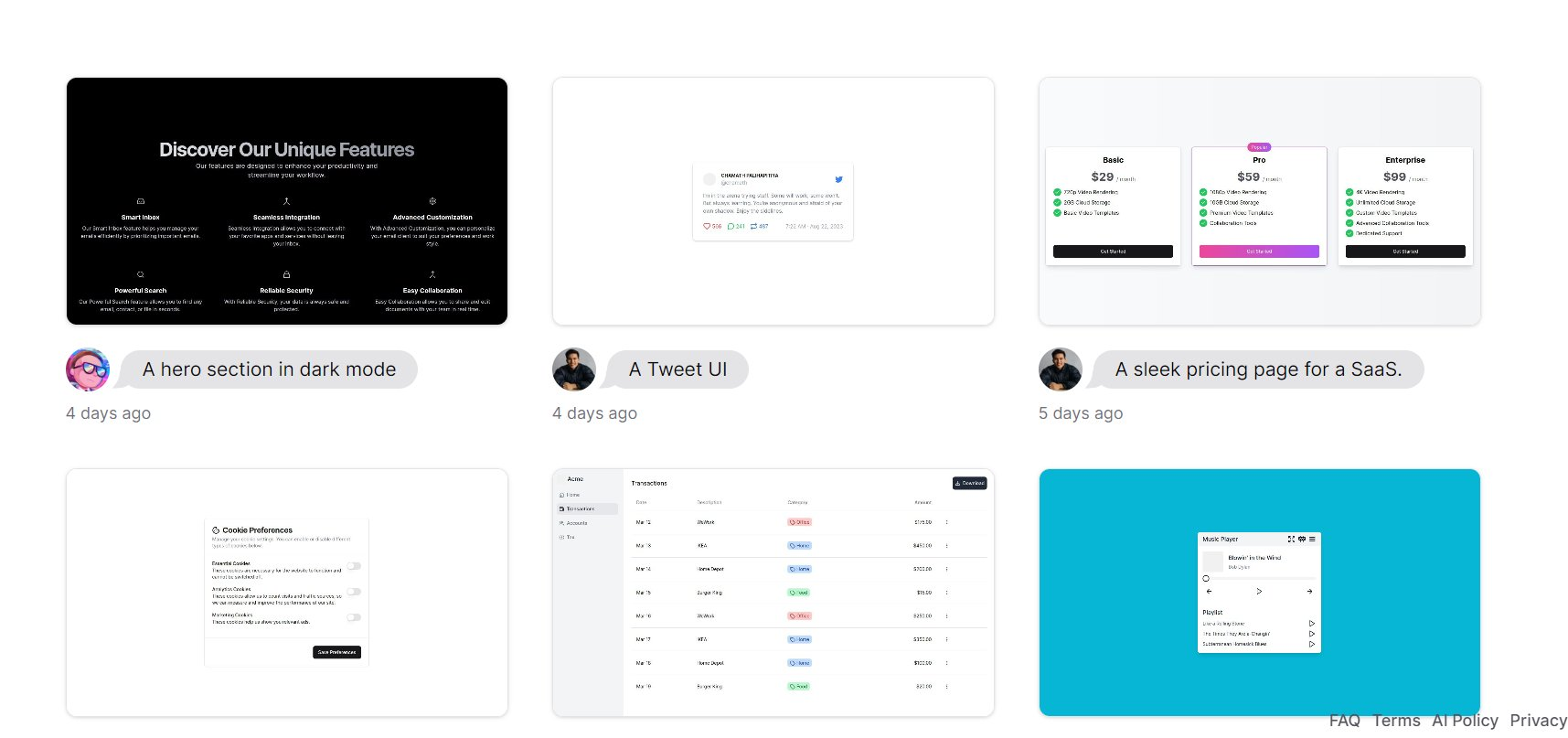 v0.dev examples